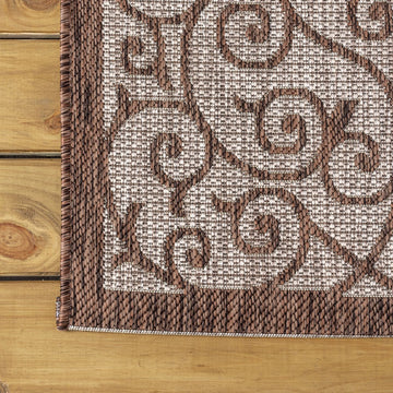Madrid Vintage Filigree Textured Weave Indoor/outdoor Square Rug